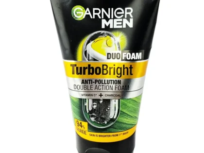 Garnier Men Turbo Bright Anti-Pollution Double Action Black Charcoal Vitamin C Face Wash-100gm