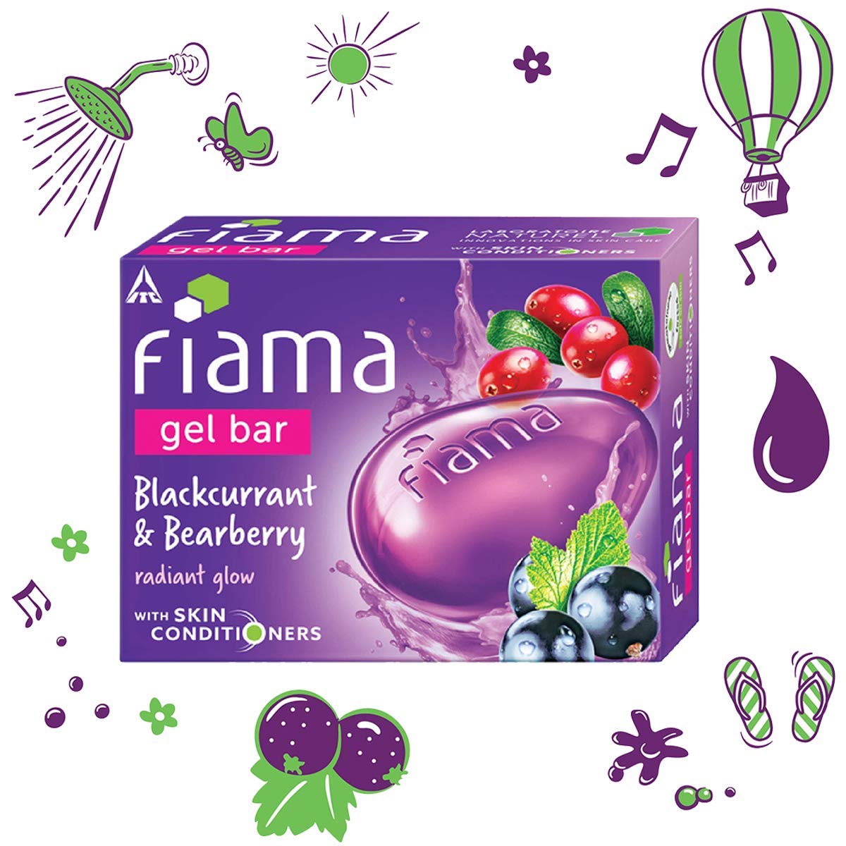 Indian Product Fiama Blackcurrant & Bearberry Radiant Glow Gel Bar Soap Used For male-female125 Gm