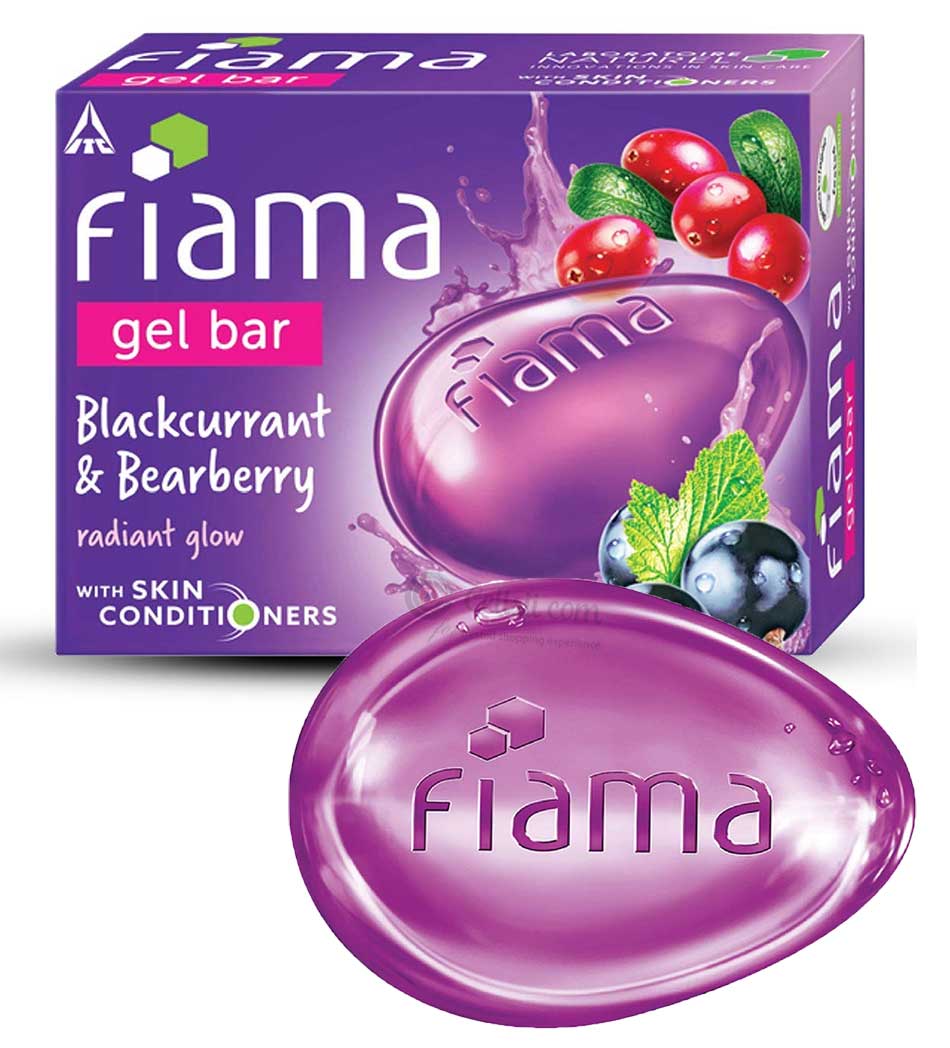 Indian Product Fiama Blackcurrant & Bearberry Radiant Glow Gel Bar Soap Used For male-female125 Gm