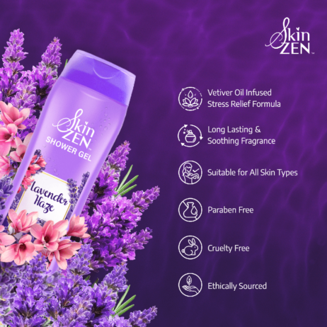 SKINZEN Lavender Haze Shower Gel FREE LOOFAH