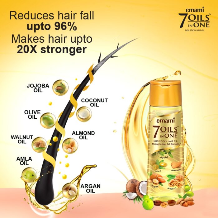 Emami 7 Oils in One Non Sticky Hair Oil - 100ml (Indian) - Image 2