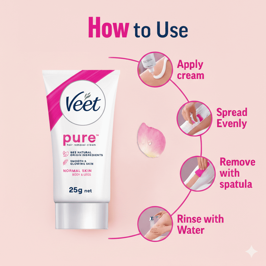 Veet Pure Hair Removal Cream for Normal Skin – 25g - Image 2