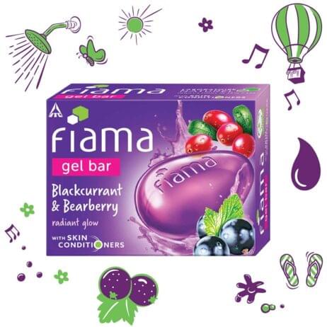 Indian Product Fiama Blackcurrant & Bearberry Radiant Glow Gel Bar Soap Used For male-female125 Gm