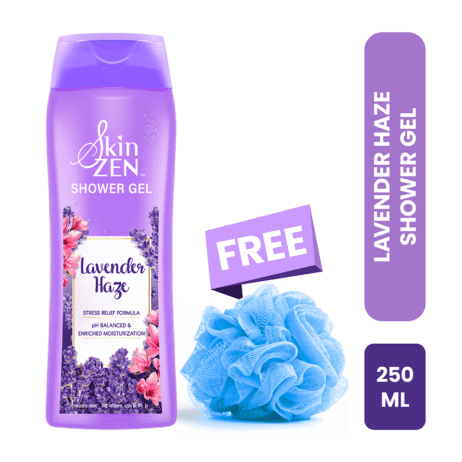 SKINZEN Lavender Haze Shower Gel FREE LOOFAH